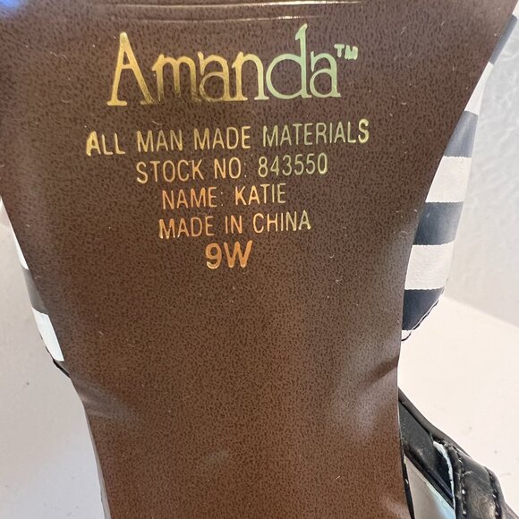 90's Funky Striped Pumps - Heels - Black & White - Size 9 - Picture 8 of 13